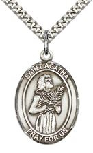 STERLING SILVER ST AGATHA NURSE PENDANT ON A CHAIN - 1" x 3/4"